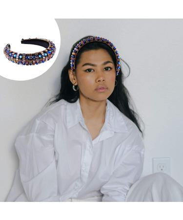 FRCOLOR Glitter Headband Baroque Headband Rhinestone Jeweled Wide Padded Hair Hoop Vintage Hairband Headpiece Hair Accessories for Women Women's Headbands Blue - Buy Online on GoSupps.com