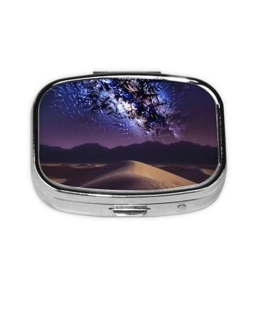 Night in The Desert Printed Square Pill Box Portable Travelling Pill Box Medicine Organiser