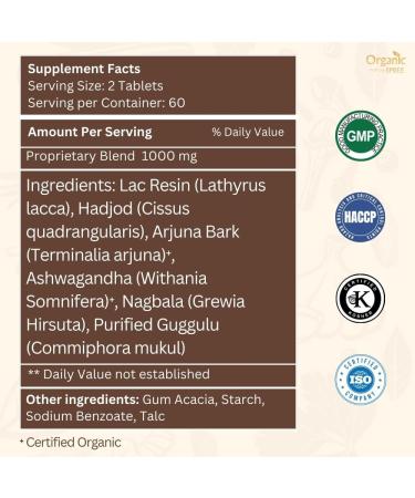 ORGANIC SPREE Hadjod & Lakshadi Guggulu Supplement 120 Tablets Each USDA Organic Cissus Quadrangularis & Ayurvedic Bone Blend* - Buy Online on GoSupps.com