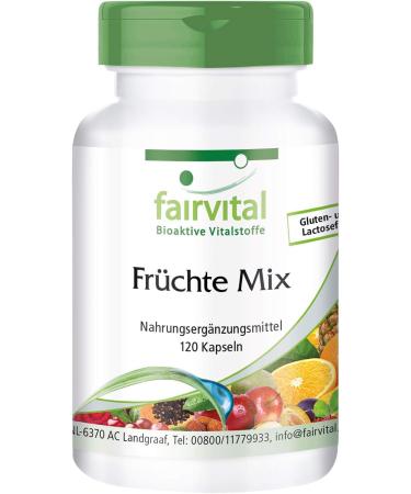 Fairvital |Fruits mix - high -dosed - vegan - 120 capsules - Natural multivitamin fruit powder - with cranberry extract acerola spirulina and much more.