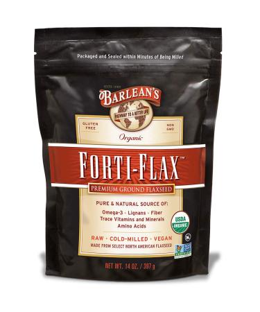 Barlean's Organic Forti-Flax Premium Ground Flaxseed with All-Natural Supplement Source of Omega-3s, Lignans and Fibers for Maximum Nutrition - Vegan, Non-GMO, Gluten-Free - 14 oz 14 Ounce (Pack of 1)