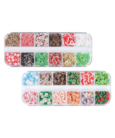 MAGICLULU 2 Boxes of Christmas Nail Art Sequins Christmas Polymer Clay Slices Christmas Polymer Clay Slices for Acrylic Nails for Acrylic Nails