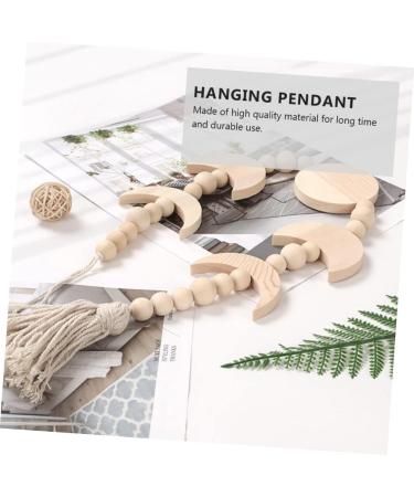 Cabilock Lunar Eclipse Wooden Beads Ornament Decor para De Mujer Interior Moon Wreath Hanging Pendant Bohemia - Buy Online on GoSupps.com