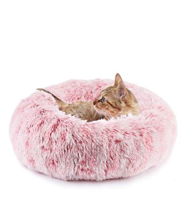 EMUST Pet Cat Bed Dog Bed, Fluffy Cat/Dog Bed for Small Medium Large Pet Cats Dogs, Round Donut Cat Beds for Indoor Cats, Anti-Slip Marshmallow Dog Beds, Multiple Colors 40cm-15.7 rose pink