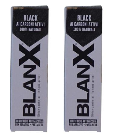 BlanX: "Black" Whitening Black Toothpaste - 2.54 Fluid Ounces (75ml) Tube (Pack of 2) Italian Import