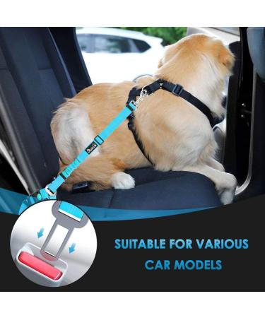 SlowTon Dog Seat Belt 2 Pack Pet Car Seatbelt Headrest Restraint Adjustable Puppy Safety Seat Belt Reflective with Elastic Bungee Connect with Dog Harness in Vehicle for Travel Daily Use(Light Blue) Light Blue Headrest + Clip (Dual Restraint) - Buy Online on GoSupps.com