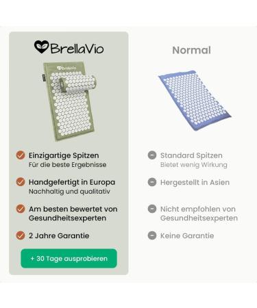 BRELLAVIO Acupressure Mat & Pillow - Ultimate Relaxation for Back Neck Shoulders & Feet | Green Acupuncture Massage Mat for Pain Relief - Buy Online on GoSupps.com