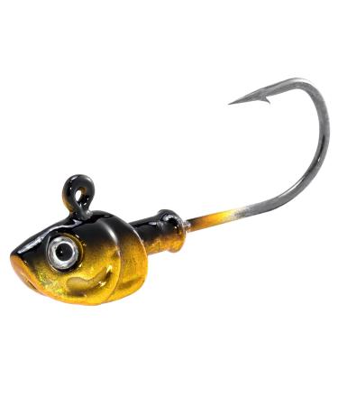 Dr.Fish 10 Pack Swimbait Jig Heads Saltwater Fishing Jig Heads Flat Jigs 3D Eyes High Carbon Steel Hooks Saltwater Surf Fishing Lures Flounder Striper Halibut Pompano Bass Gold 3/8oz-10 Pack