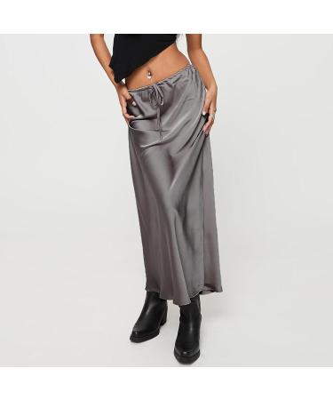 Shop Women's Winter Boho Skirt | Elastic High Waist A-Line Casual Skirt - Flowy Gray Design - Buy Online on GoSupps.com