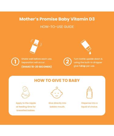 Mother's Promise Organic Baby Vitamin D Drops | 100% Plant Based | Healthy Growth & Bone Development | Age Newborn+ | 180 Servings | Baby Vitamin D3 Liquid for Infants & Toddlers | 400 IU for Babies 0.17 Fl Oz (Pack of 1) - Buy Online on GoSupps.com