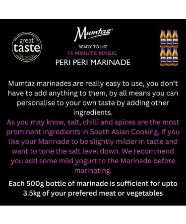 Mumtaz PERI PERI Marinade Sauce - Pack of 6x500g 15 Minute Magic Marinade Medium Spiced BBQ-Grill-Roast-Stir or Air fry All Natural Ingredients Gluten Free Vegan Friendly. - Buy Online on GoSupps.com