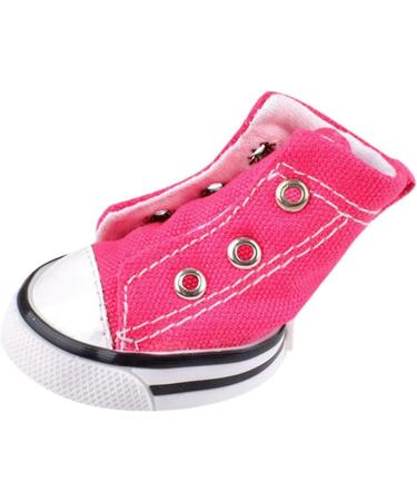 BESUNTEK Pet Dog Canvas Sport Shoes | Non Slip Puppy Sneaker Boots for Outdoor Walking | 4pcs, Pink - Buy Online on GoSupps.com