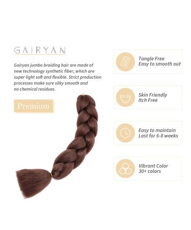 Shop Gairyan Jumbo Braids Extensions - 100g 60cm Ombre Synthetic Braiding Hair for Box Crochet (Dark Auburn) - Buy Online on GoSupps.com