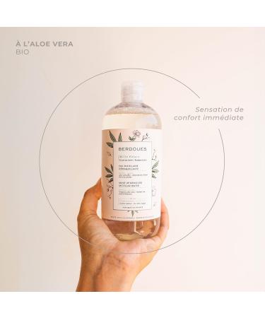 BERDOUES Micellar cleansing water cleanses removes make-up and soothes organic aloe vera sensitive skin floral scent 95% natural origin vegan made in France 400ml - Buy Online on GoSupps.com