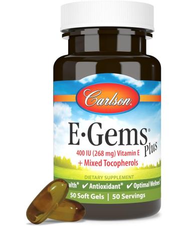 Carlson Labs E-Gems Plus Natural Vitamin E 400 IU 50 Softgels - Buy Online on GoSupps.com