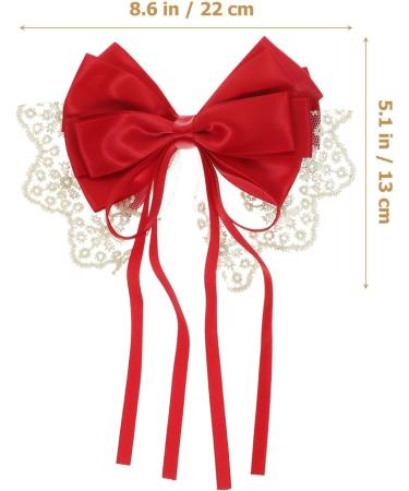 Beaupretty Large Bow Hair Clip Lace Bow Hair Clip Decorative Hair Clip Huge Bow Barrette Hair Bows for Women Red - Buy Online on GoSupps.com
