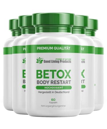 Betox Body Restart Supplement for intestinal cleansing detox treatment (5 doses of 60 capsules each)