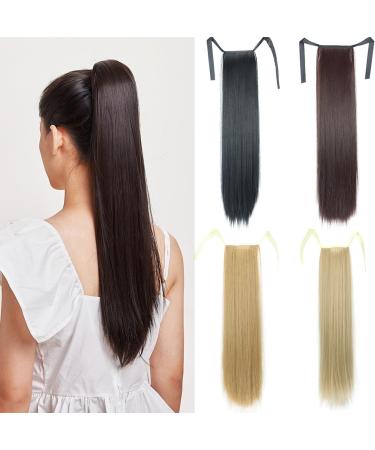 PrinFantasy Long Drawstring Clip In Ponytail Hair Extensions - Ombre Dark Brown Mix Blonde 22 inch - Buy Online on GoSupps.com
