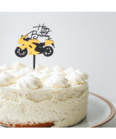 Rumyve Creative Cake Topper - Acrylic Black and Gold Motorcycle Racing Birthday Cake Decoration for Boys (Motorcycle) - Buy Online on GoSupps.com