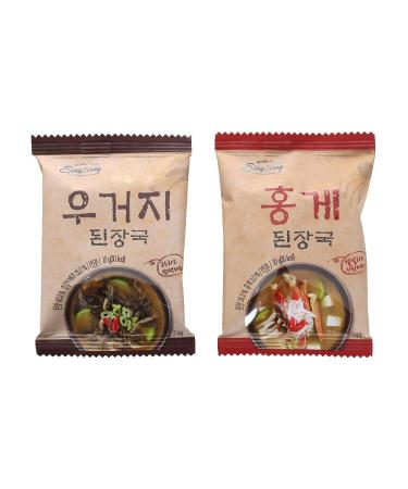 Korean Instant Cabbage & Red Crab Soybean Paste Soup 22 Pack (Cabbage 11pcs + Red Crab 11pcs)   Single-serving Packing  Just Pour Hot Water - Buy Online on GoSupps.com
