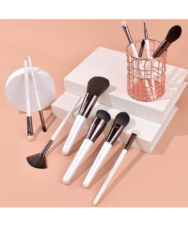 SIXPLUS Travel Makeup Brush Set - 11 Professional Pearly White Brushes with Case | Best Gift for Women Girlfriend & Mom - Foundation Powder Concealer & Eyeshadow - Buy Online on GoSupps.com