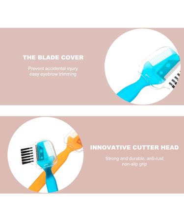 Lurrose Eyebrow Cutter Set - 6 Stainless Steel Razors for Women | Face Hair Remover & Travel-Friendly Shaving Tools in Blue & Orange - Buy Online on GoSupps.com