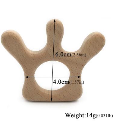 Wendysun 3pcs Cartoon Wood Teether - Natural Animal Crown Shape Baby Teething Toy - Buy Online on GoSupps.com