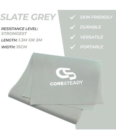 Coresteady Slate Grey 2m Resistance Band for Men & Women - Build Strength, Flexibility & Tone with Exercise Guide - Ideal for Fitness, Stretching, Pilates, Physio & Yoga - Buy Online on GoSupps.com