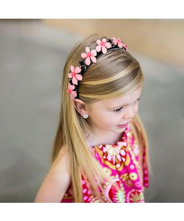 6Pcs Flower and Sunflower Smile Headbands for Girls and Women - Non Slip, Soft, Comfortable Hairbands in Light Blue, Black, Pink - Aesthetic Kids Accessories - Buy Online on GoSupps.com