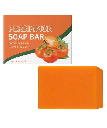 Pain de savon au kaki d odorant naturel pour le corps claircissant parfum frais unifiant le teint nettoyant et hydratant en profondeur nourrissant et anti-odeurs pour femmes et hommes. (1pcs)