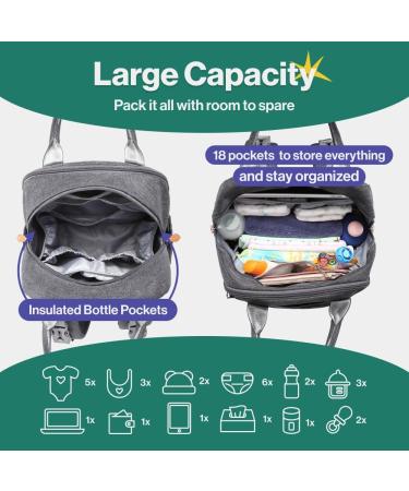 BabbleRoo Dark Grey Baby Diaper Bag/Backpack - Stylish & Functional Diaper Backpack for Parents | International Shipping Available - Buy Online on GoSupps.com