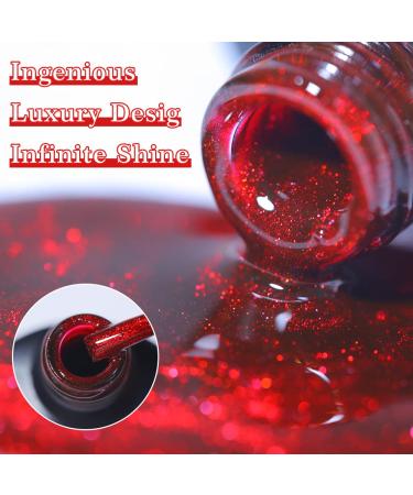 LYXSYXL Dark Ruby Red Cat Eye Gel Nail Polish Set 7ml - Magnetic UV Gel with Diamond Glitter - Includes Magnet Stick for Shiny Silver Effect - Buy Online on GoSupps.com