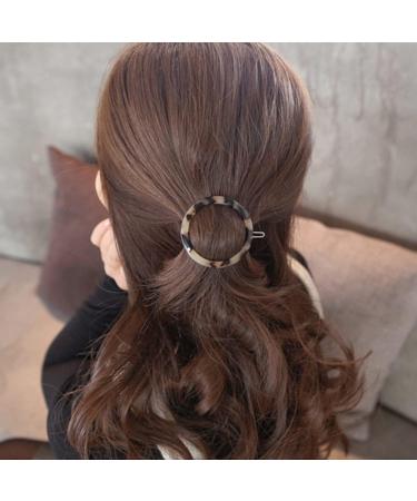 LEEQBCR 4 Pieces Acrylic Resin Geometric Hair Pins Round Leopard Print Hair Pins silver One size - Buy Online on GoSupps.com