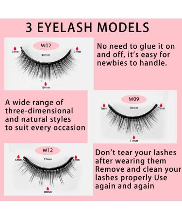 Self Adhesive Eyelashes - 3 Pairs Reusable Waterproof False Eyelashes | No Glue Natural Look Non-Slip Design - Shop Now - Buy Online on GoSupps.com