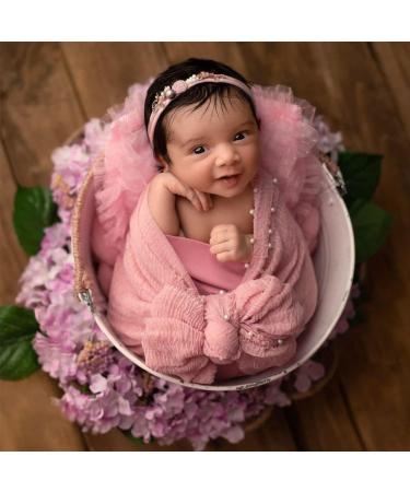 M&G House Newborn Photography Wrap | Handmade Pearl Decor Blanket for Baby Photo Props | 35.5 X 67 inch Outfit for Newborn Photo Shoots | Baby Photoshoot Props (Snow Powder) - Buy Online on GoSupps.com