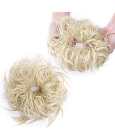 Tousled Updo Messy Bun Hair Extension - Bleach Blonde | Synthetic Wavy Hairpiece for Women - Buy Online on GoSupps.com
