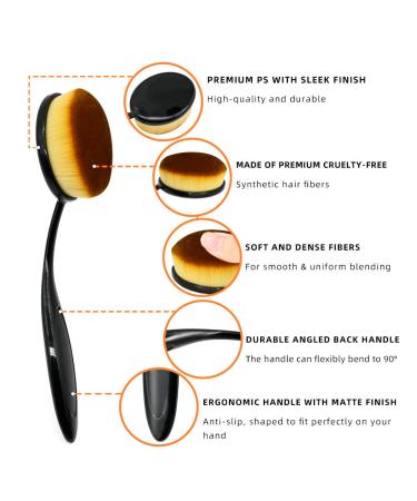 Dolovemk Oval Makeup Brush Set - 10-Piece Professional Brushes for Eyeshadow Foundation Blush & Beauty Sponge (Black) - Perfect for Flawless Makeup Application - Buy Online on GoSupps.com