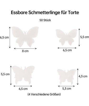 50 Pc Edible Butterflies for Cake Decoration | White Tortendeko Butterflies for Weddings & Birthdays | Perfect Edible Cake Toppers - Buy Online on GoSupps.com