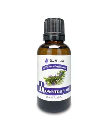 Well's 100% Pure Rosemary Essential Oil 1oz / Therapeutic Grade/Relieves Stress/Relieves Pain/Treatment of Hair Loss/Stimulating Hair Growth/Making Hair Grow Longer and Stronger