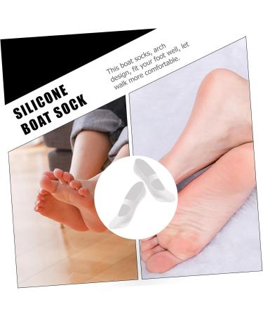 minkissy 1 Pair Silicone Boat Sock Silicone Moisturizing Socks Spa Socks Heel Sleeves Dance Socks Tendon Socks Spa Gel Socks Beach Sock Plantar Floor Socks Men and Women White Compression - Buy Online on GoSupps.com