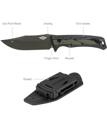 Oknife Fortitude Hunting Knife - D2 Blade Full Tang G10 Handle Survival & Bushcraft Knife with Clip for Camping & Hunting - Buy Online on GoSupps.com