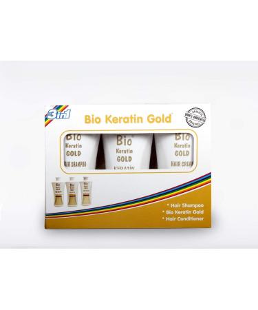 Bio Keratin Gold 3 Pack Hair Care and Keratin Treatment with Shampoo and Conditioner 2100ml Silicone Free Paraben Free Sulfate Free for Dull and Dry Hair