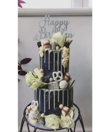 LissieLou Happy Birthday Pretty Cake Topper Glitter Card Rose Gold Made in the UK - Buy Online on GoSupps.com