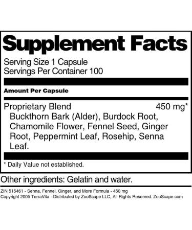 Buy Senna Fennel & Ginger Formula - 450 mg (100 Capsules) | Herbal Digestive Support - Fast International Shipping - Buy Online on GoSupps.com