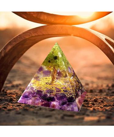 Moonstone Crystal Orgone Pyramid - Energy Tower with Chakra Stones and Flower of Life Design - Buy Online on GoSupps.com