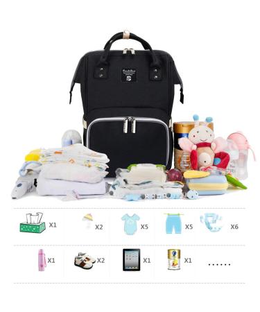 Pomelo Stylish Baby Diaper Backpack | Multifunctional Water-Repellent Large Capacity | Perfect for On-the-Go Black Design - Buy Online on GoSupps.com