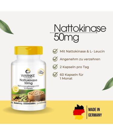 Nattokinase Capsules 50mg - 2000 FU Daily - 60 Capsules | Warnke Vitalstoffe - Premium German Pharmacy Quality for Heart Health - Buy Online on GoSupps.com