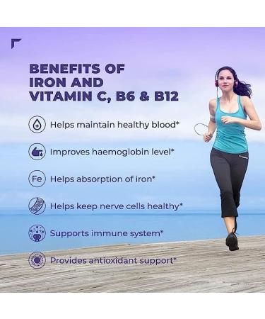 YHN Iron Supplement with Vitamin C & B12 - 30 Tablets for Men & Women - Buy Online on GoSupps.com