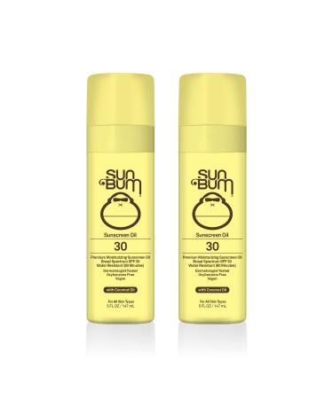 Sun Bum Original SPF 30 Sunscreen Oil | Vegan and Reef Friendly (Octinoxate & Oxybenzone Free) Broad Spectrum Moisturizing UVA/UVB Glowing Sunscreen Lotion with Vitamin E | 5 oz | 2 Pack