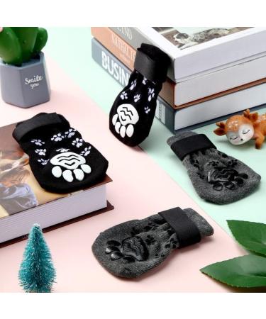 Anti Slip Dog Socks with Adjustable Strap for Indoor Traction Control - Black/Gray S (8 Pieces) - Buy Online on GoSupps.com